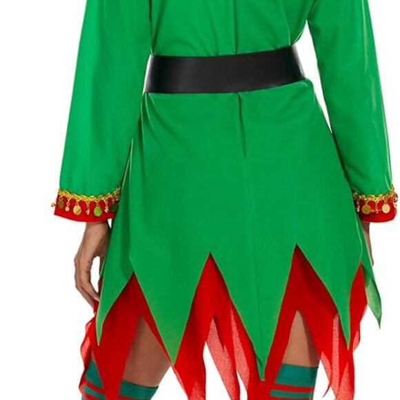 Higen Elf Costume for Women Deluxe Full 5 Pcs Set Christmas Elven Green Suit Adu - Picture 4 of 7